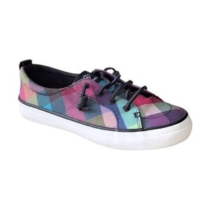 Sperry Women's Crest Vibe Seacycled Plaid Sneakers Colorful Skater Streetwear 7